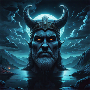 Face of Odin in the sky over Scandinavian fjord - 5.png
