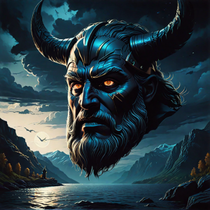 Face of Odin in the sky over Scandinavian fjord - 6.png