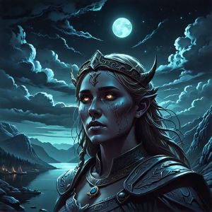 Face of Freyja in the sky over Scandinavian fjord - 4.png