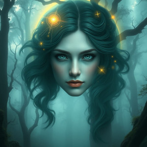 Face of goddess Artemis in the sky over the forest.jpg