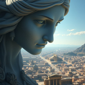 Face of goddess Athena in the sky over the ancient city.jpg