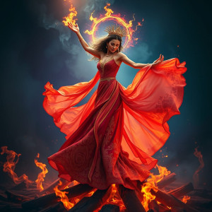 Beautiful woman dancing on a burning pyre.jpg