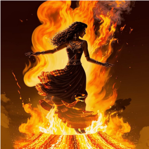 Beautiful woman dancing on a burning pyre - 1.png