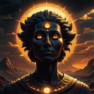 Face of god Aten in the sky under a giant sun disk.png