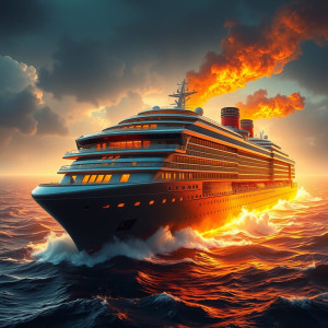Giant cruise ship in burning sea.jpg