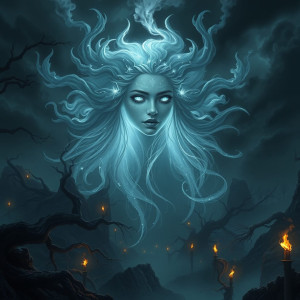 Face of Nordic goddess of the dead in the sky over Sheol.jpg