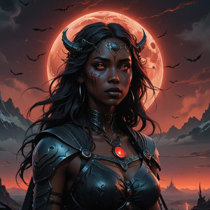 Face of goddess of darkness in the sky under blood moon.jpg