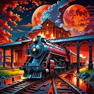 Burning train depot under blood moon - 6.png