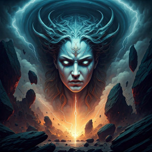 Face of Goddess of Vengeance in the sky over landslide.jpg