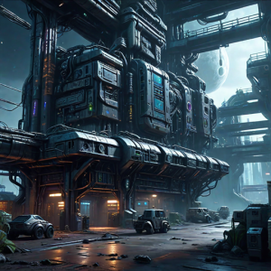 Cyberpunk factory in industrial wasteland - 5.png