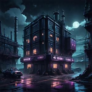 Cyberpunk factory in industrial wasteland - 9.png