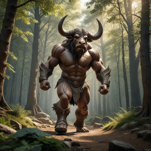 Giant Minotaur in Greek forest.png