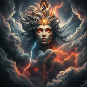 Face of the Goddess of Destruction in the sky over vicious tempest.jpg