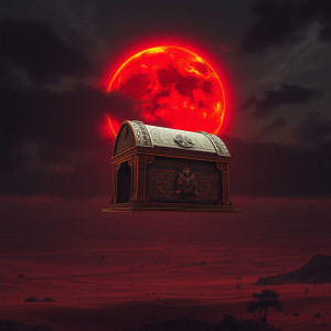 Ark of the Covenant in the sky over the desert under Black Sun.jpg