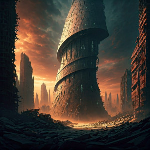 Giant round tower of the dead in apocalyptic city - 2.jpg
