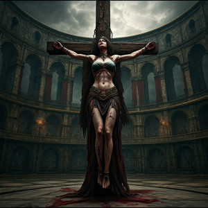 Beautiful woman crucified in the arena.jpg