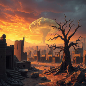 Nuclear blast in prehistoric city.jpg