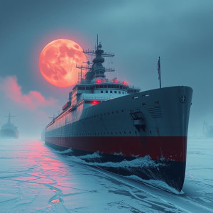 Giant icebreaker in the Arctic under blood moon.jpg