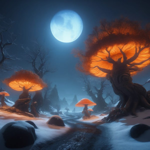 Giant mushroom trees under full moon.jpg