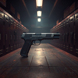 Modern pistol on the table in SWAT armoury.jpg