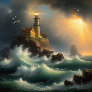 Lighthouse on a tiny island over giant waves - 4.jpg