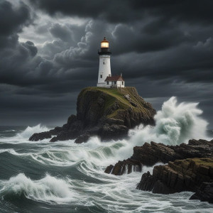 Lighthouse on a tiny island over giant waves - 5.jpg
