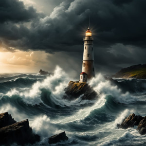 Lighthouse on a tiny island over giant waves - 6.jpg