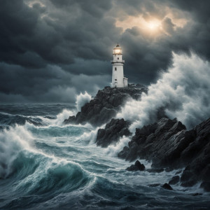 Lighthouse on a tiny island over giant waves - 12.jpg