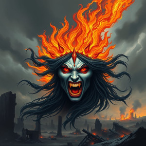Face of the Goddess of Destruction in the sky over apocalyptic landscape.jpg