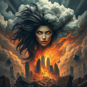 Face of the Goddess of Disaster in the sky over vicious earthquake.jpg