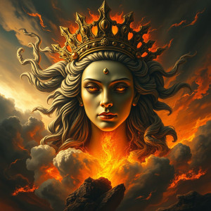 Face of the Goddess of Disaster in the sky over vicious firestorm.jpg