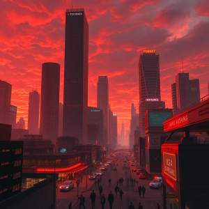 Bloody sunset in modern city.jpg