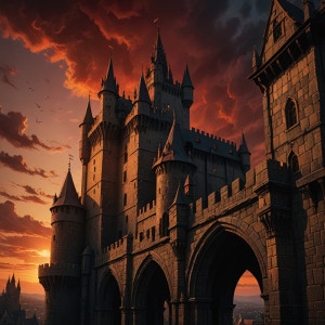 Bloody sunset in medieval city - 1.jpg