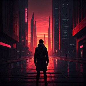 Bloody sunset in futuristic city - 2.jpg