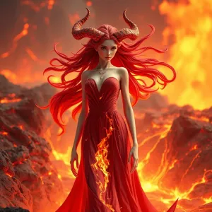 Demoness in lava field.webp