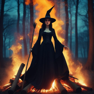 Beautiful witch on the bonfire at the stake - 1.jpg