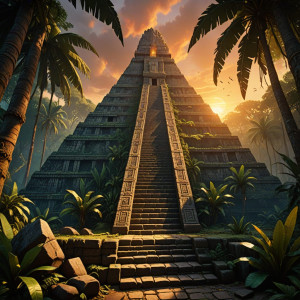 Burning pyramid in Central American jungle - 1.jpg