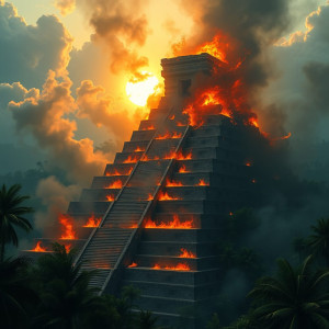Firestorm in the pyramid in Central American jungle.jpg