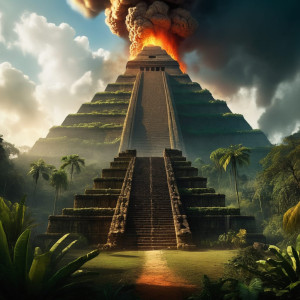 Cloud of fire over the pyramid in Central American jungle.jpg