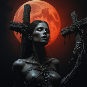 Woman with crosses under blood moon.jpg
