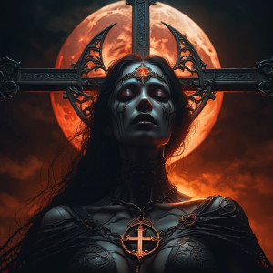 Woman at the cross under blood moon.jpg