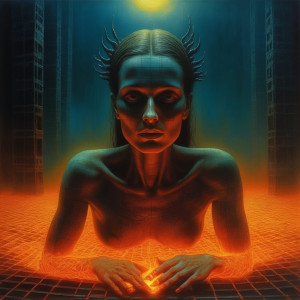 Beautiful woman sitting on a burning grid - 7.jpg