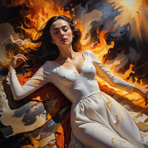 Beautiful woman laying on a burning flame.jpg