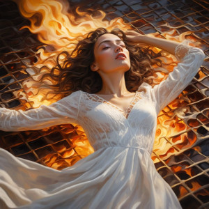 Beautiful woman laying on a burning grid - 9.jpg