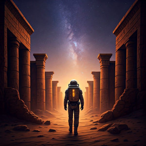 An astronaut exploring ancient ruins.jpg