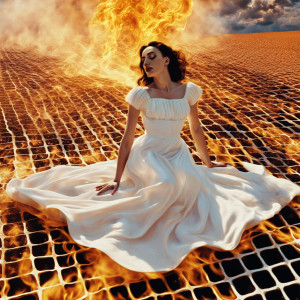 Beautiful woman sitting on a burning grid 10.jpg