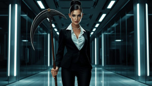 Goddess of death in office attire.jpg