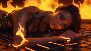 Beautiful woman laying on the burning grid - 102.jpg