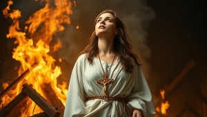 Female Christian martyr on a burning pyre.jpg