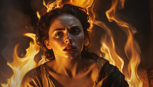 Beautiful woman on a burning pyre.jpg